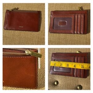 Fossil Logan Leather Zip Card Case Wallet